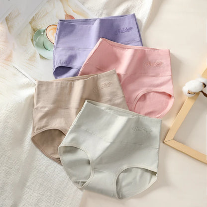 4Pcs Plus Size M-5XL Panties Women Cotton High Waist Slimming Underwear Seamless Girls Briefs Sexy Female Breathable Lingerie
