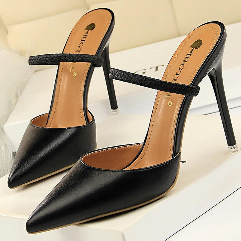 BIGTREE Shoes Sandals Women 2026 Summer High Heels Slippers Pu Heeled Sandals Stiletto Ladies Shoes Fashion Female Shoes Pumps