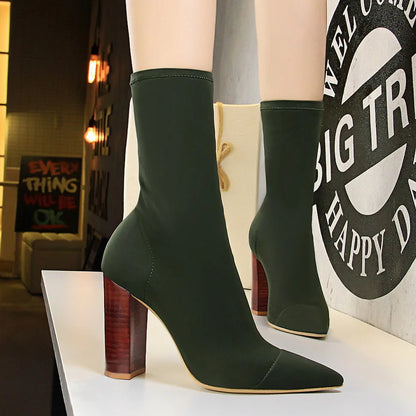 2026 New Socks Boots Fashion Ankle Boots For Women Boots Balck Pointed Toe Elastic Heels Shoes Fetish Autumn Winter Female Shoes