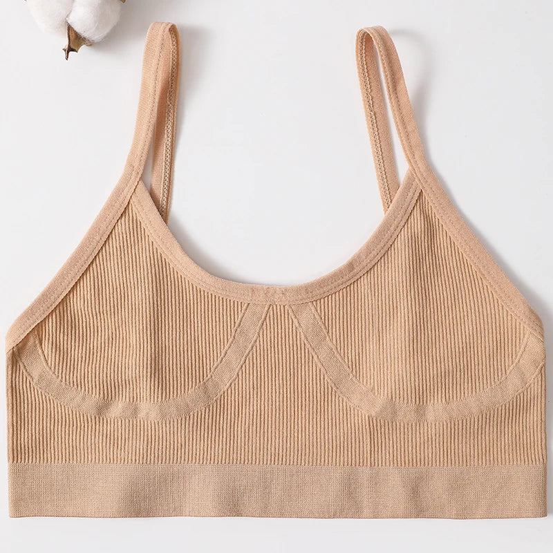 Women U-Neck Thin Strap Ribbed Wireless Bralette Push Up Bras Sport Seamless Underwear Without Pads Sexy Lingerie Crop Top M-XL