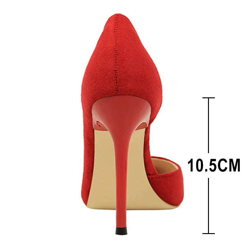 BIGTREE Shoes Pointed Toe Woman Pumps Stiletto High Heels Suede Women Shoes Sexy Women Heels Wedding Shoes Female Heels 10.5cm