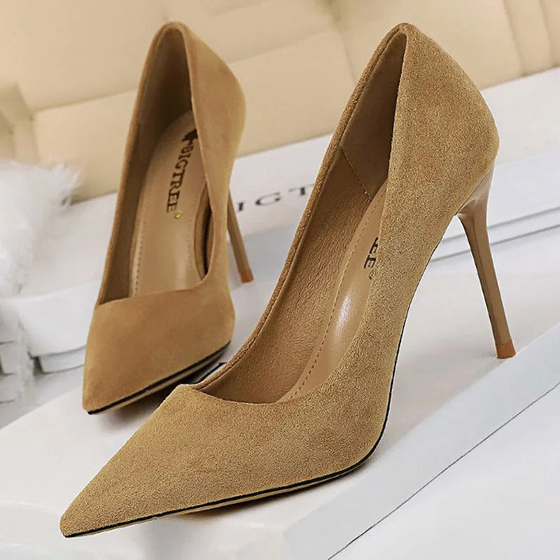 BIGTREE Shoes 2026 New Women Pumps Suede High Heels Shoes Fashion Office Shoes Stiletto Party Shoes Female Comfort Women Heels