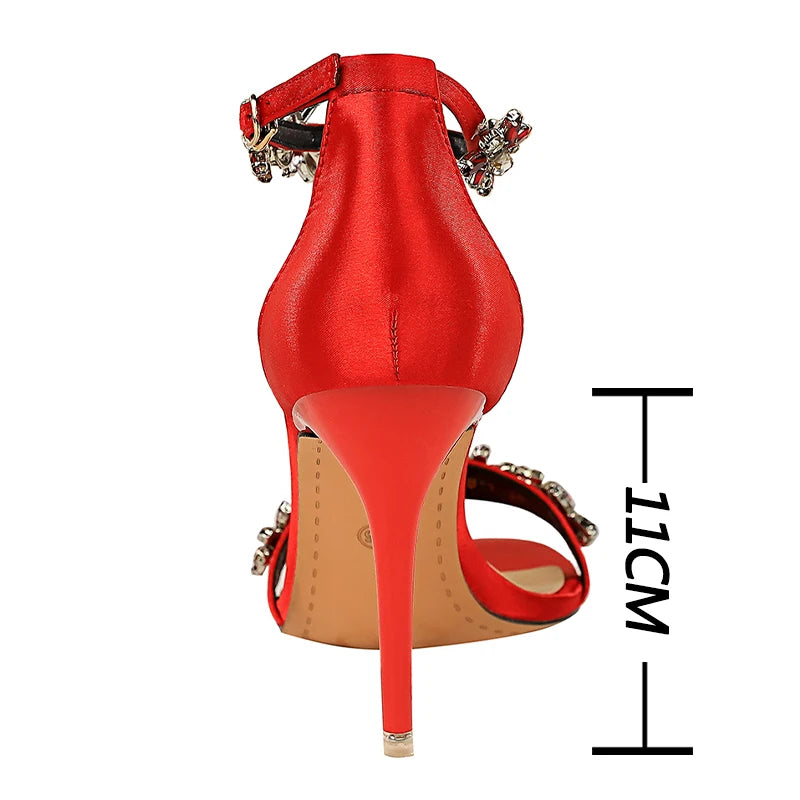 BIGTREE Shoes Open Toe Rhinestones Sandals Women 2026 New Designer Sexy High Heels Sandals Female Shoes Summer Heeled Sandals