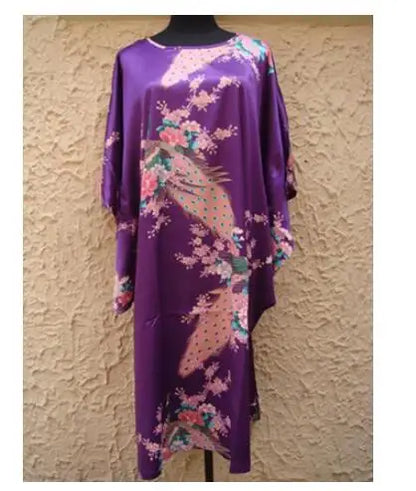 Sexy Female Silk Rayon Robe Bath Gown Nightgown Summer Casual Home Dress Printed Loose Sleepwear Plus Size Nightwear Bathrobe