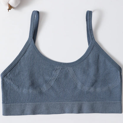 Women U-Neck Thin Strap Ribbed Wireless Bralette Push Up Bras Sport Seamless Underwear Without Pads Sexy Lingerie Crop Top M-XL