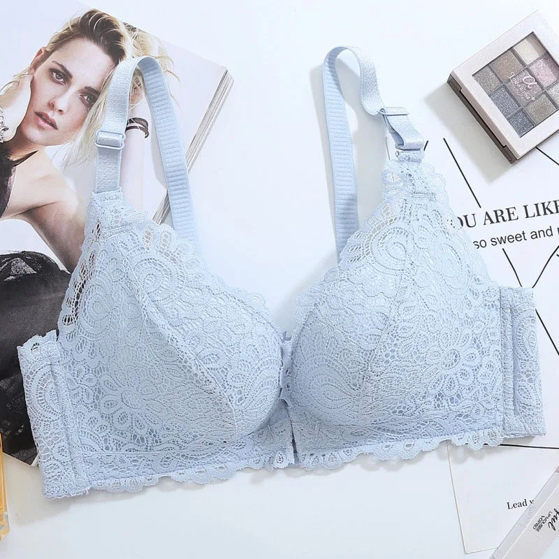 Front Buckle Bra Lady Adjustable Small Chest Gathering Underwear Women Beauty Back Luxury Red Bra No-rim