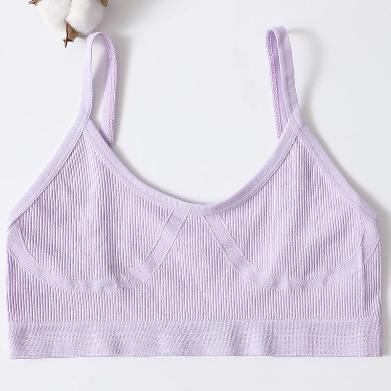 Women U-Neck Thin Strap Ribbed Wireless Bralette Push Up Bras Sport Seamless Underwear Without Pads Sexy Lingerie Crop Top M-XL