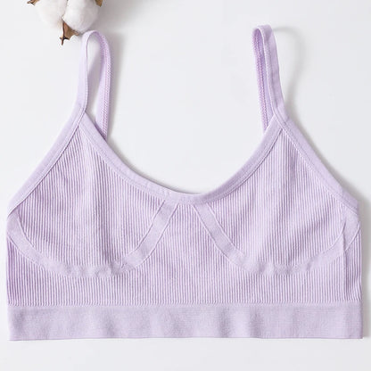Women U-Neck Thin Strap Ribbed Wireless Bralette Push Up Bras Sport Seamless Underwear Without Pads Sexy Lingerie Crop Top M-XL