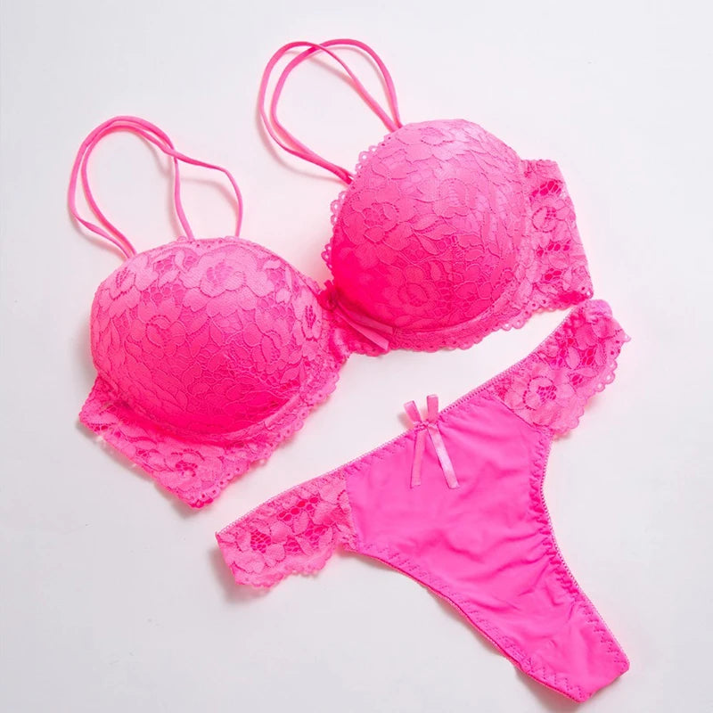 High quality Deep V Sexy  Push up Bra set Floral Embroidery Lace Women Underwear set Bra and Panties 34 36 38 40 42 BCD