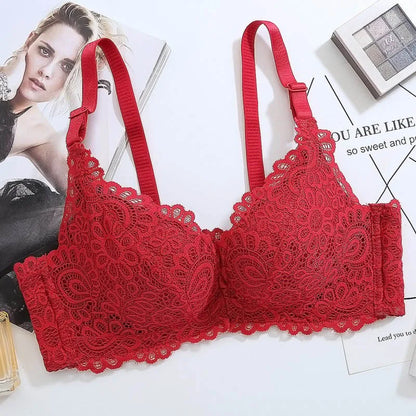 Front Buckle Bra Lady Adjustable Small Chest Gathering Underwear Women Beauty Back Luxury Red Bra No-rim