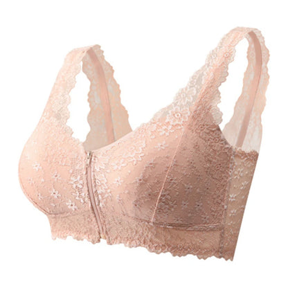 Female Vest Front Zipper Push Up Bra Full Cup Sexy Lace Bras For Women Bralette Top  Seamless Wireless Gather Brassiere