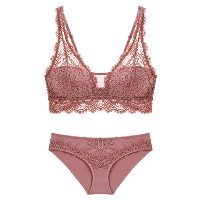 Fashion Sexy Bra set Women's push up Lace Underwear Panties Thin breathable bra set Jacquard Sexy Underwear