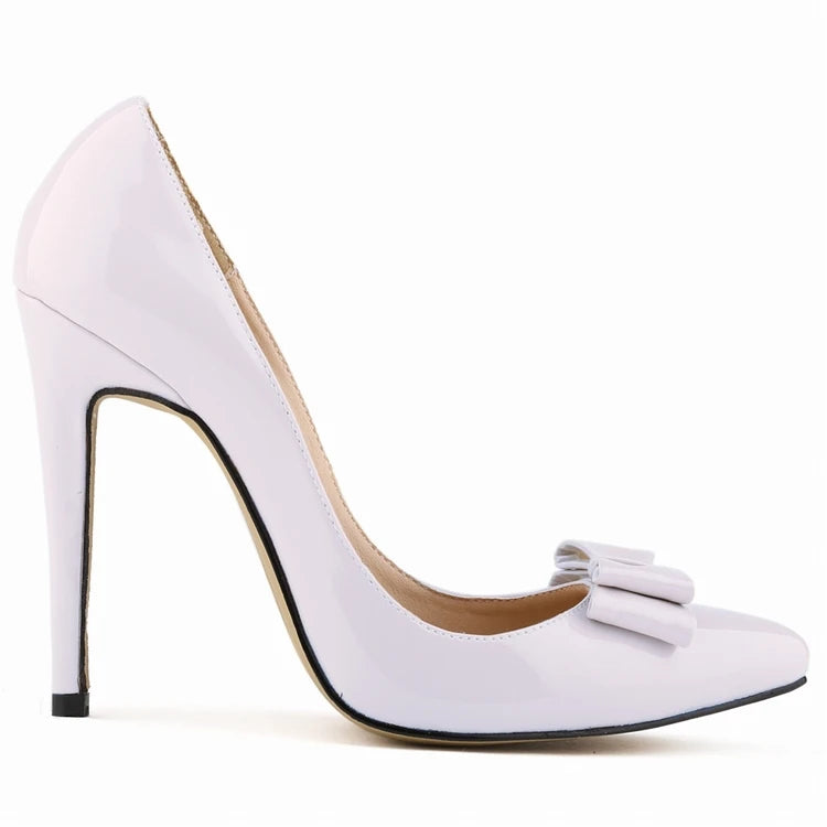 LOSLANDIFEN Fashion Patent Leather Women's Pumps Sweet Bow Pointed Toe High Heels Stiletto Wedding Shoes Woman