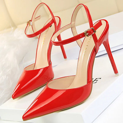 BIGTREE Shoes Fashion Sandals Women 2026 Patent Leather High Heels Women Sandals Summer Heeled Sandals Pointed Toe Women Pumps
