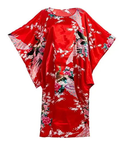 Sexy Female Silk Rayon Robe Bath Gown Nightgown Summer Casual Home Dress Printed Loose Sleepwear Plus Size Nightwear Bathrobe