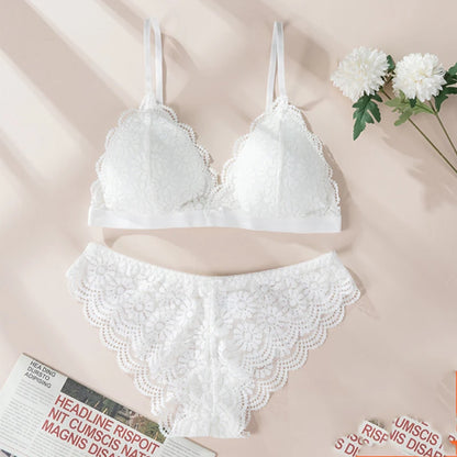 Lace Bra Sets Seamless Underwear Backless Vest Adjusted-straps Lingerie Floral Soft Comfortable Underwear Set