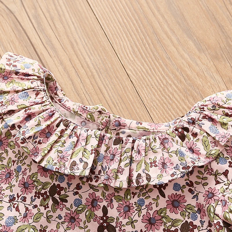 2025 New Fashion Summer 2 3 4 6 8 10 12 Years Children Short Sleeve Full Print Floral Flower Cotton Dresses For Baby Kids Girls