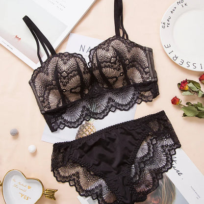 Ladies Underwear Suit Seamless underwear without steel bracket bra push up Massage palm cup Bra Set push up bra+set