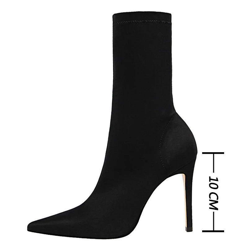 BIGTREE Shoes Women Boots Fashion Ankle Boots Pointed Toe Stretch Boots Autumn Stiletto Socks Boots High Heels Ladies Shoes 2026