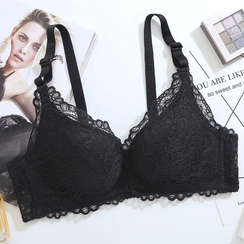 Front Buckle Bra Lady Adjustable Small Chest Gathering Underwear Women Beauty Back Luxury Red Bra No-rim
