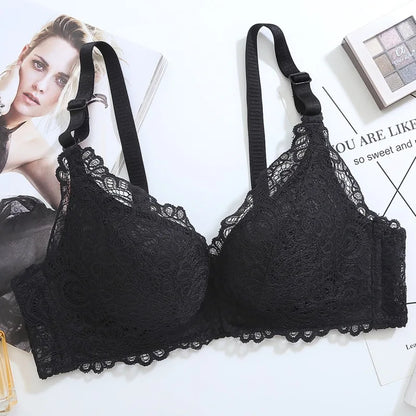 Front Buckle Bra Lady Adjustable Small Chest Gathering Underwear Women Beauty Back Luxury Red Bra No-rim