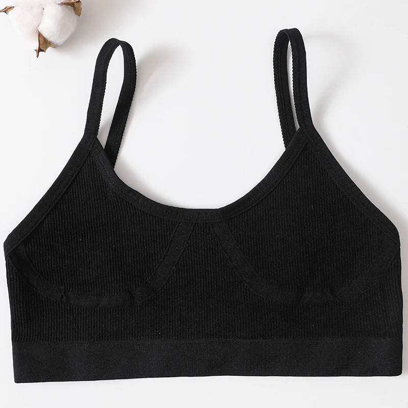 Women U-Neck Thin Strap Ribbed Wireless Bralette Push Up Bras Sport Seamless Underwear Without Pads Sexy Lingerie Crop Top M-XL