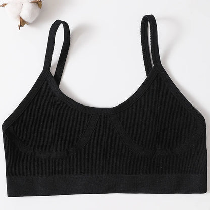 Women U-Neck Thin Strap Ribbed Wireless Bralette Push Up Bras Sport Seamless Underwear Without Pads Sexy Lingerie Crop Top M-XL