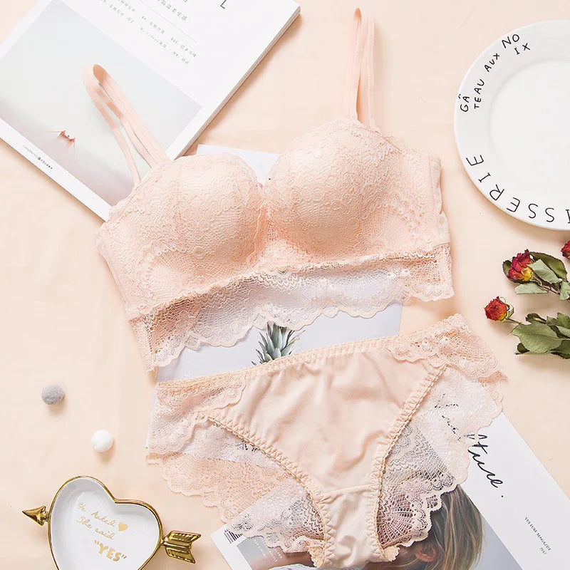 Ladies Underwear Suit Seamless underwear without steel bracket bra push up Massage palm cup Bra Set push up bra+set