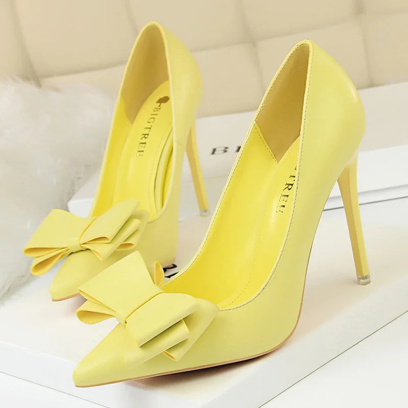 BIGTREE Shoes Bow-knot Pumps Women High Heels 2026 Fashion Women Heels Lady Stiletto Shoes Wedding Shoes Classic Pumps Footwear