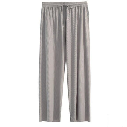 2026 Top Women's Ice Silk Wide-legged Pants Summer High Waist Feeling Girls Nine Points Straight Skirt Thin Long Trousers Colors