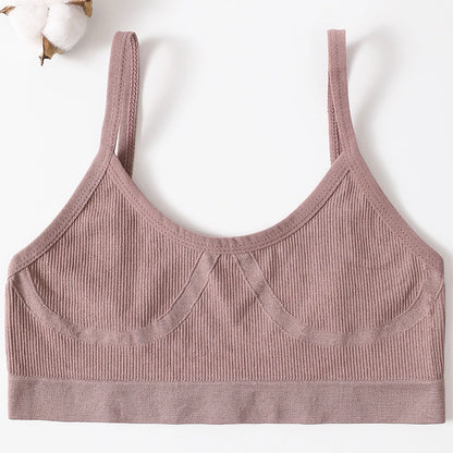Women U-Neck Thin Strap Ribbed Wireless Bralette Push Up Bras Sport Seamless Underwear Without Pads Sexy Lingerie Crop Top M-XL