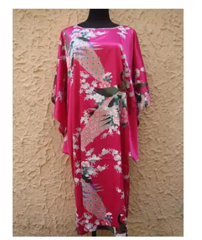 Sexy Female Silk Rayon Robe Bath Gown Nightgown Summer Casual Home Dress Printed Loose Sleepwear Plus Size Nightwear Bathrobe