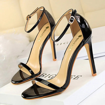 BIGTREE Shoes Super High Heels 11cm Women Shoes Patent Leather Woman Pumps Sexy Women Heels Stiletto Open Toe Ladies Shoes 2026