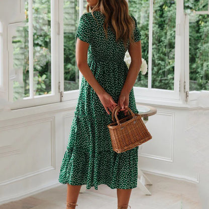 Vestidos Vintage Vintage Print Puff Sleeve summer Beach sweet dresses Casual Square collar floral maxi long dress 2024 festa
