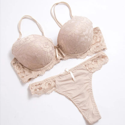 High quality Deep V Sexy  Push up Bra set Floral Embroidery Lace Women Underwear set Bra and Panties 34 36 38 40 42 BCD