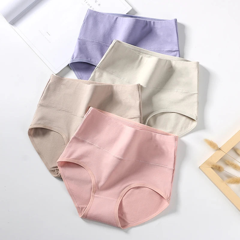 4Pcs Plus Size M-5XL Panties Women Cotton High Waist Slimming Underwear Seamless Girls Briefs Sexy Female Breathable Lingerie