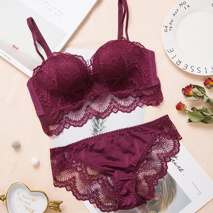 Ladies Underwear Suit Seamless underwear without steel bracket bra push up Massage palm cup Bra Set push up bra+set