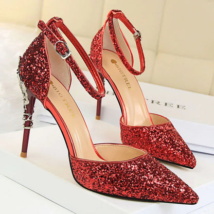 BIGTREE Shoes Heels 2026 New Woman Pumps Sequins High Heels Women Shoes Fashion Ladies Shoes Gold Sliver Stiletto Heels Sandals
