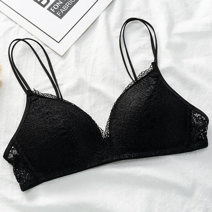 Women Bra Sexy Lace Bralette Floral Wireless Bra Female Underwear A B Cup Lingerie Soft Solid Color Ultra-thin Brassiere
