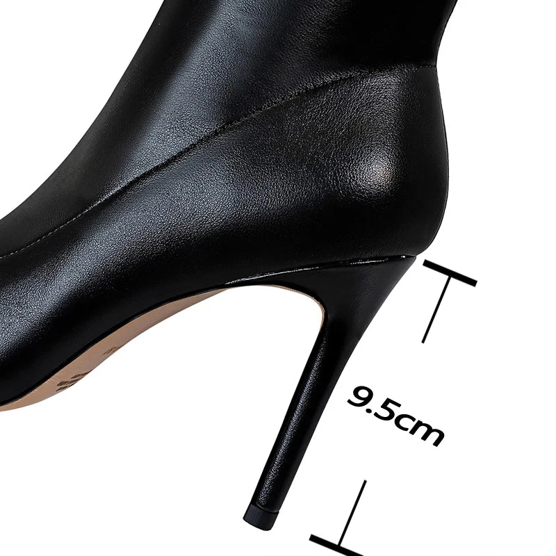 BIGTREE Shoes Stiletto Sexy Over-the-Knee Boots Black Leather Boots Sexy Thin High Heel Boots Winter Long Boots Plus Size 43