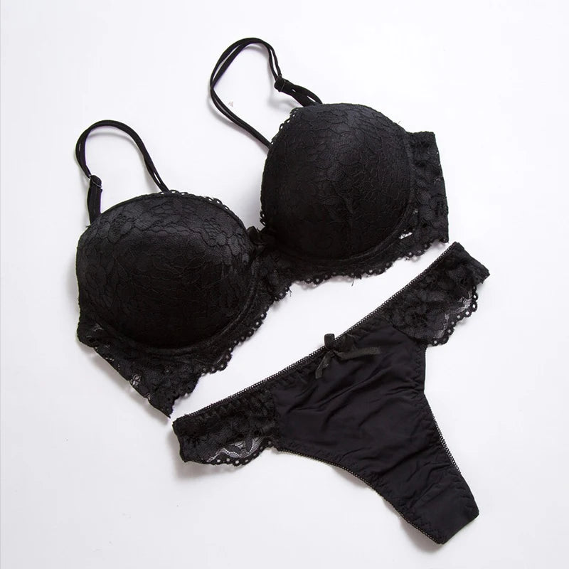 High quality Deep V Sexy  Push up Bra set Floral Embroidery Lace Women Underwear set Bra and Panties 34 36 38 40 42 BCD