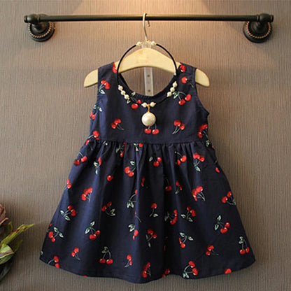 2024 New Girls' Dresses Children'S Summer Cotton Embroidered Hollow Dress Baby Kids Clothing Cute Ruffled Round Neck Vest Dress