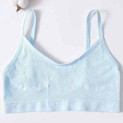 Women U-Neck Thin Strap Ribbed Wireless Bralette Push Up Bras Sport Seamless Underwear Without Pads Sexy Lingerie Crop Top M-XL