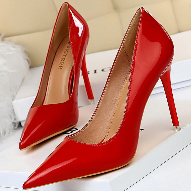 BIGTREE Shoes Patent Leather Shoes Woman Pumps High Heels Stiletto Heels 10.5 Cm Red Wedding Shoes Bridal Shoes Women Heels 2026