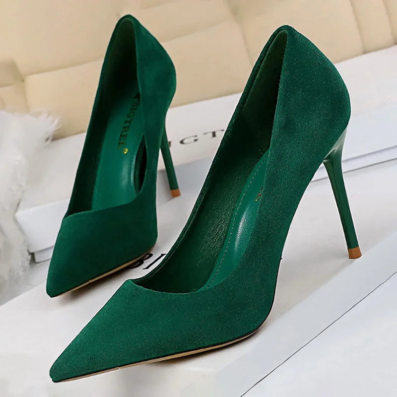 BIGTREE Shoes 2026 New Women Pumps Suede High Heels Shoes Fashion Office Shoes Stiletto Party Shoes Female Comfort Women Heels