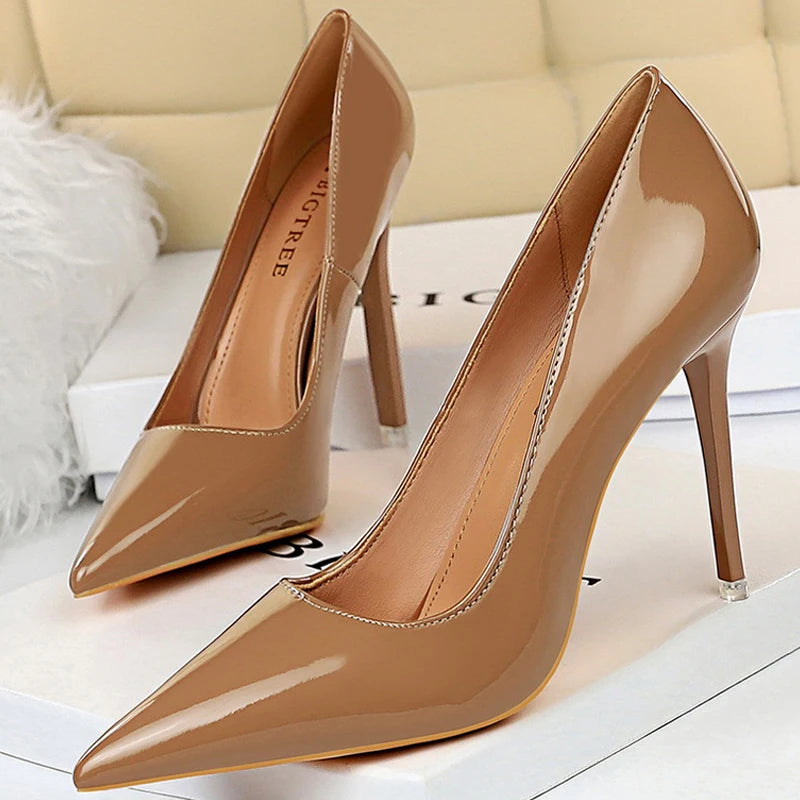BIGTREE Shoes Patent Leather Shoes Woman Pumps High Heels Stiletto Heels 10.5 Cm Red Wedding Shoes Bridal Shoes Women Heels 2026