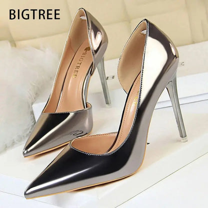 BIGTREE Shoes Sexy Woman Pumps Patent Leather High Heels Plus Size 43 Women Shoes Heels 2026 Stiletto Ladies Shoes Wedding Shoes