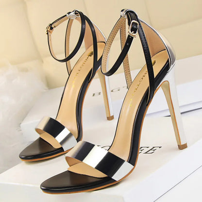 BIGTREE Shoes Pu Leather High Heels 2026 New Women Heels Sexy Stiletto Heels 11 Cm Party Shoes Color Matching Women Sandals