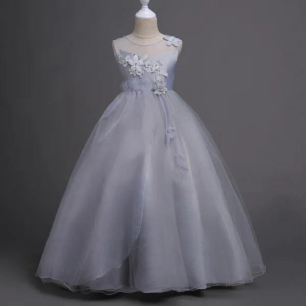 4-15 Year Teens Party Prom Dress Wedding Flower Girl Dress Kids Girls Elegant Princess Sleeveless Pageant Formal Long Dress