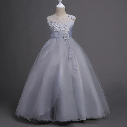 4-15 Year Teens Party Prom Dress Wedding Flower Girl Dress Kids Girls Elegant Princess Sleeveless Pageant Formal Long Dress